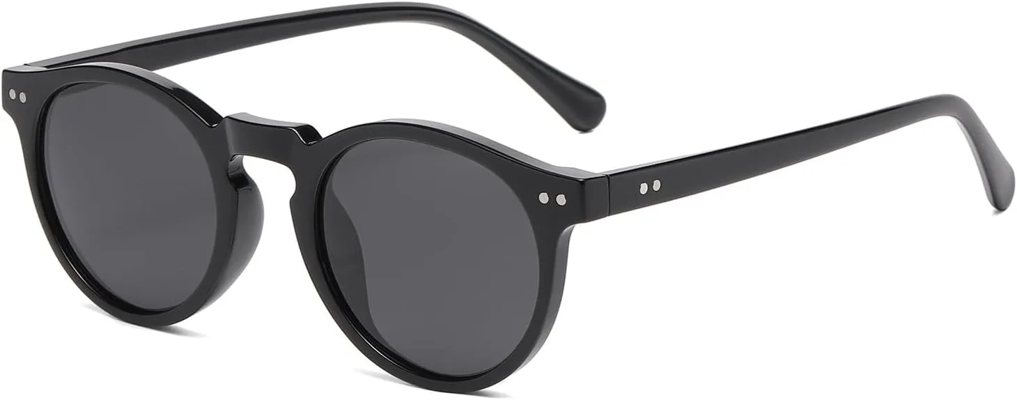 Gleyemor Fashion Polarized Round Sunglasses for Men Women Retro Vintage Acetate Frame Sunglasses