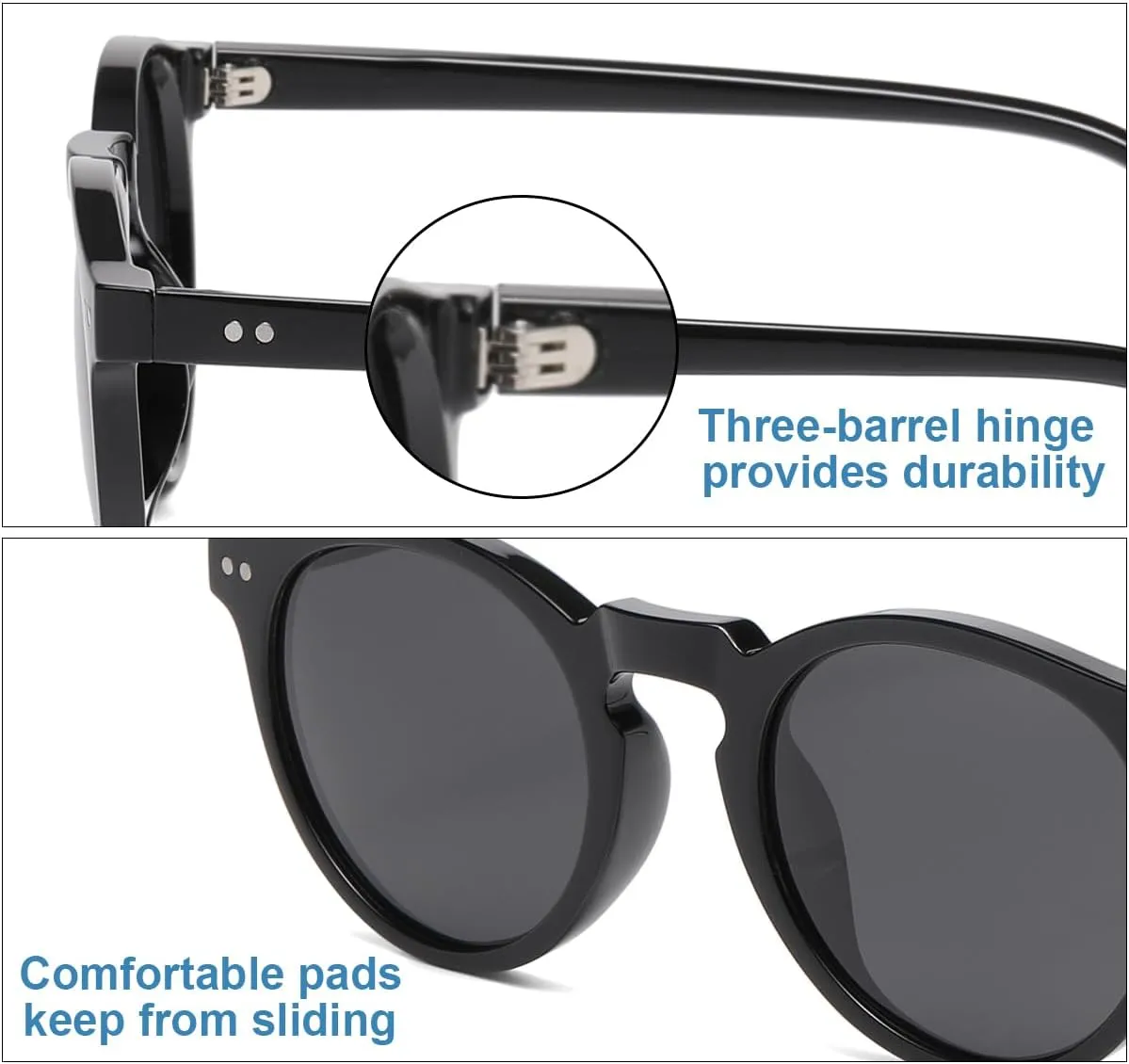 Gleyemor Fashion Polarized Round Sunglasses for Men Women Retro Vintage Acetate Frame Sunglasses