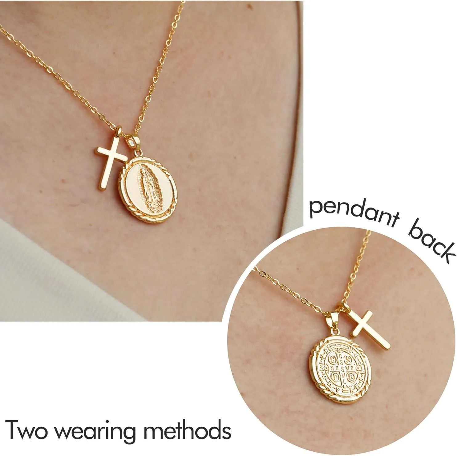 Gold Necklace for Women Virgin Mary Angel Butterfly Necklace Sister New Mom Friendship Necklace Birthday Christmas Gift