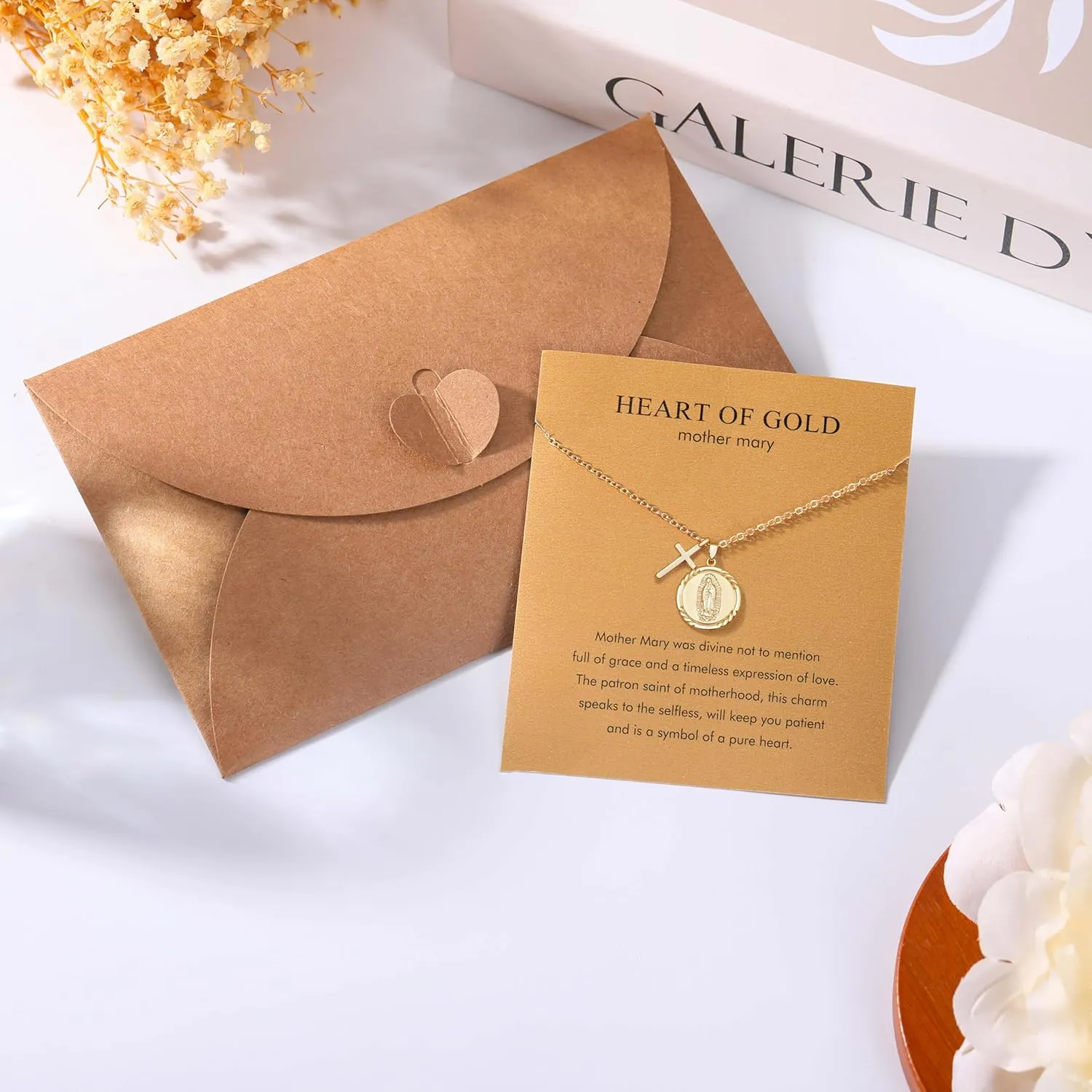 Gold Necklace for Women Virgin Mary Angel Butterfly Necklace Sister New Mom Friendship Necklace Birthday Christmas Gift