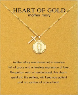 Gold Necklace for Women Virgin Mary Angel Butterfly Necklace Sister New Mom Friendship Necklace Birthday Christmas Gift