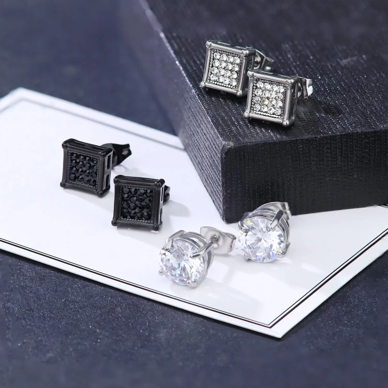 JOERICA 8 Pairs Stud Earrings for Women Men 316L Stainless Steel Hypoallergenic, Piercing Plugs Design, CZ Inlaid, Stylish & Comfortable Jewelry, Perfect for Sensitive Ears, Everyday Wear 3-8mm