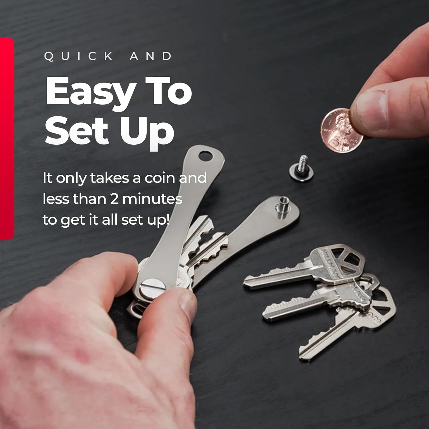 KEYSMART Key Holder for Keychain - Compact Key Organizer for Key Chain, Minimalist Clutter-Free EDC Keychains, Key Ring for Car Fobs Key Chains, Expandable (Up to 14 Keys, Titanium)