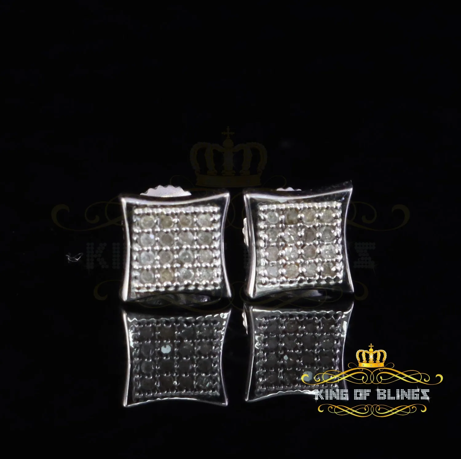 King Of Bling's 0.10ct Diamond Small 925 Sterling Silver For Women's & Men's White Kite Earrings