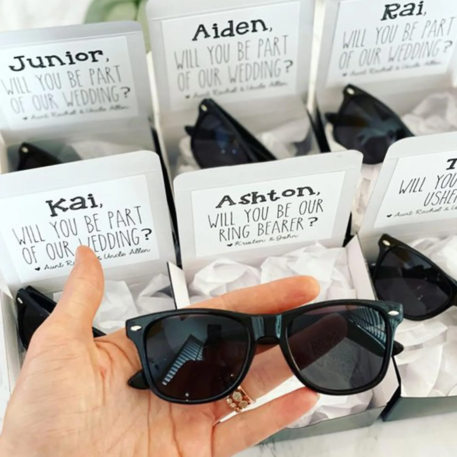 LADY&HOME Ring Security & Ring Bearer Sunglasses,Ring Bearer/Ring Security Proposal,Wedding Favors Gift for Little Boys