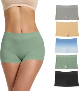 LALESTE Women's Boyshort Underwear Full Coverage Seamless Panties Soft Stretch Boxer Briefs 5 Packs