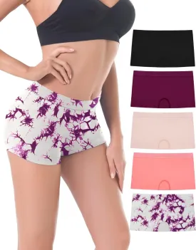 LALESTE Women's Boyshort Underwear Full Coverage Seamless Panties Soft Stretch Boxer Briefs 5 Packs