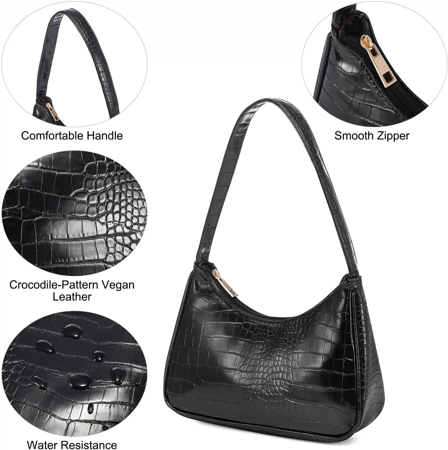 LOVEVOOK Shoulder Bag for Women, Small Purses Croc Pattern Clutch Purse Vegan Leather Little Purse Cute Mini Handbag