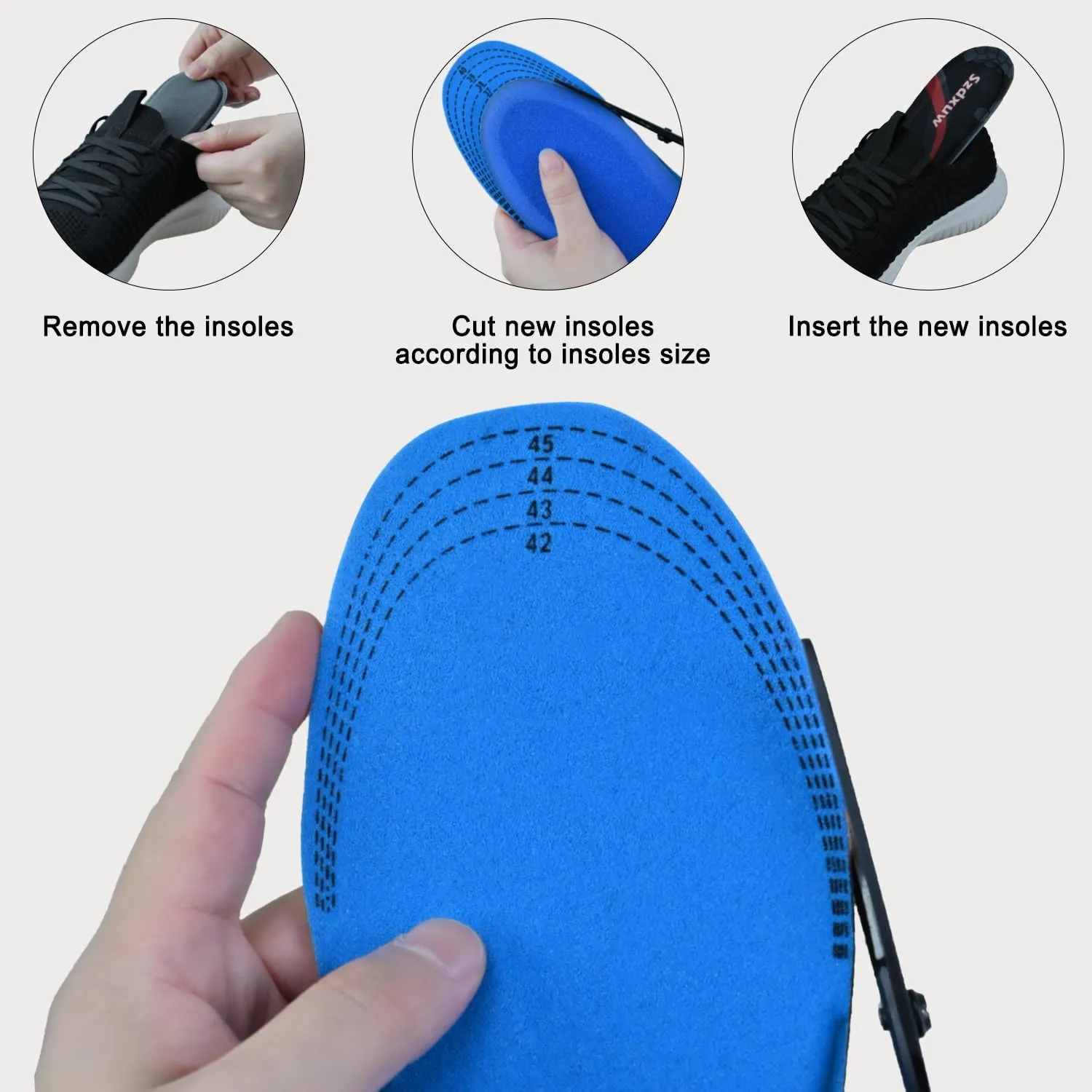 Memory Foam Insoles for Women and Men - Cut to Insoles, Cushioning Comfort Soft Insole for Sports Shoes, Trainers, Sneakers, Walking Boots, Work Shoes Replacement Shoe Inserts, Black Men