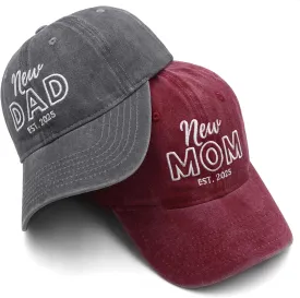 Mom and Dad Hats Est 2025 New Mom Dad Gifts Embroidered Mom Dad Hats Adjustable Baseball Cap New Parents Gifts