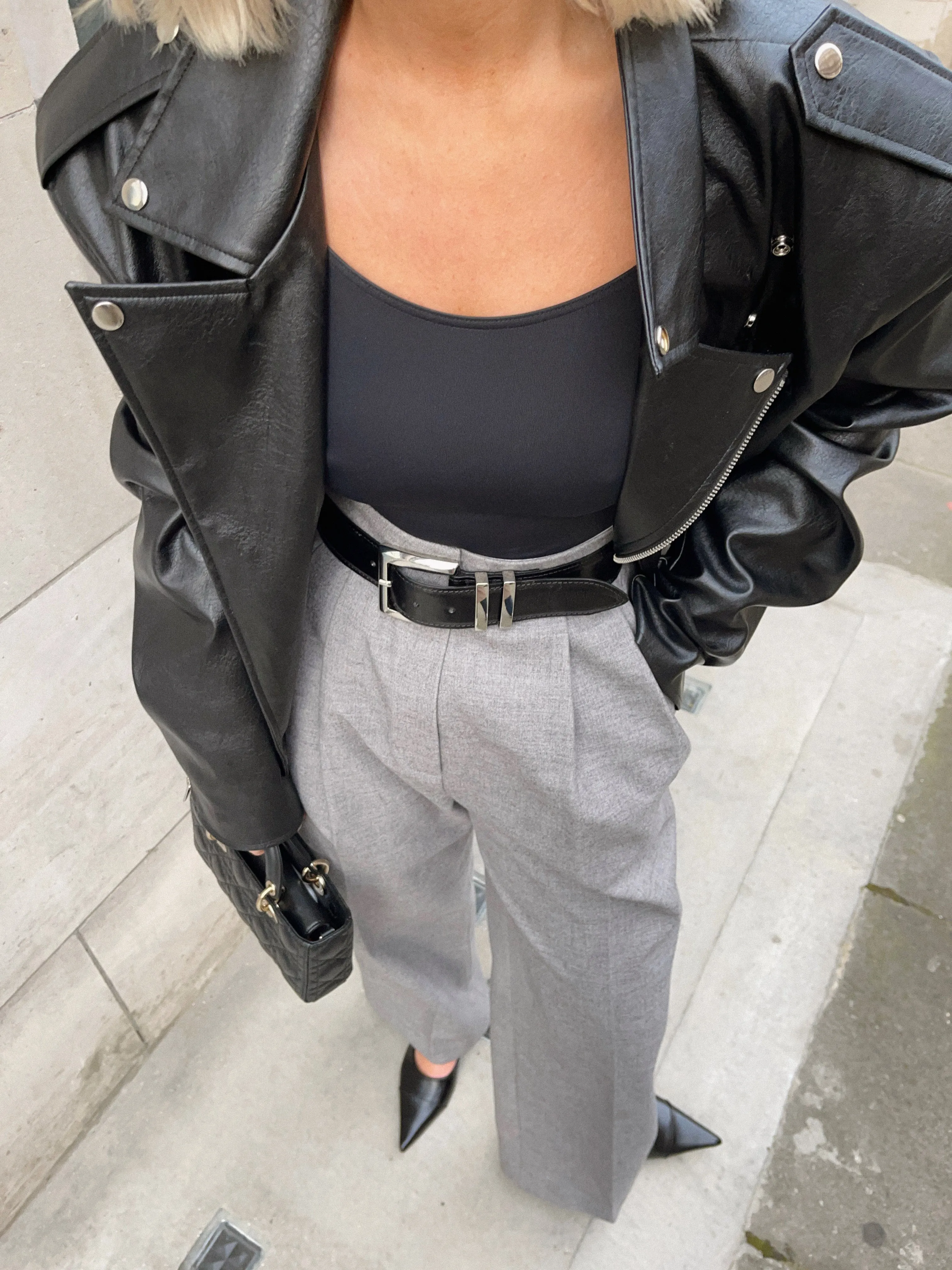 Naomi silver buckle leather waist belt