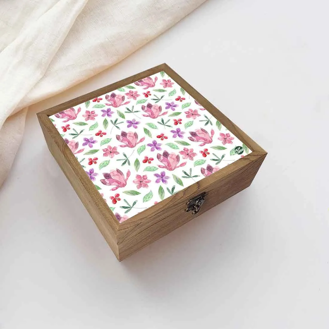 Nutcase Designer Jewellery Box Organizer with Big Grid - Unique Gifts -Pink Flower