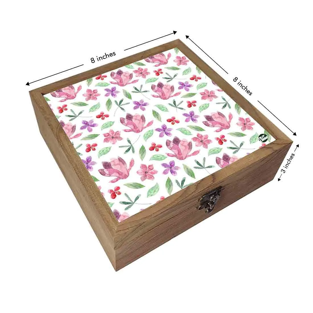Nutcase Designer Jewellery Box Organizer with Big Grid - Unique Gifts -Pink Flower