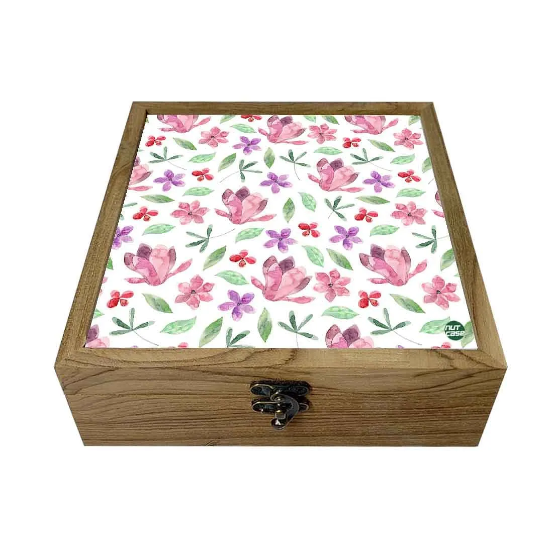 Nutcase Designer Jewellery Box Organizer with Big Grid - Unique Gifts -Pink Flower