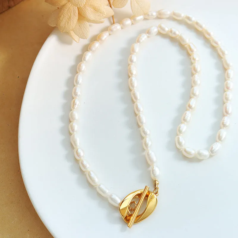 Oval OT Clasp Pendant Freshwater Pearl Necklace