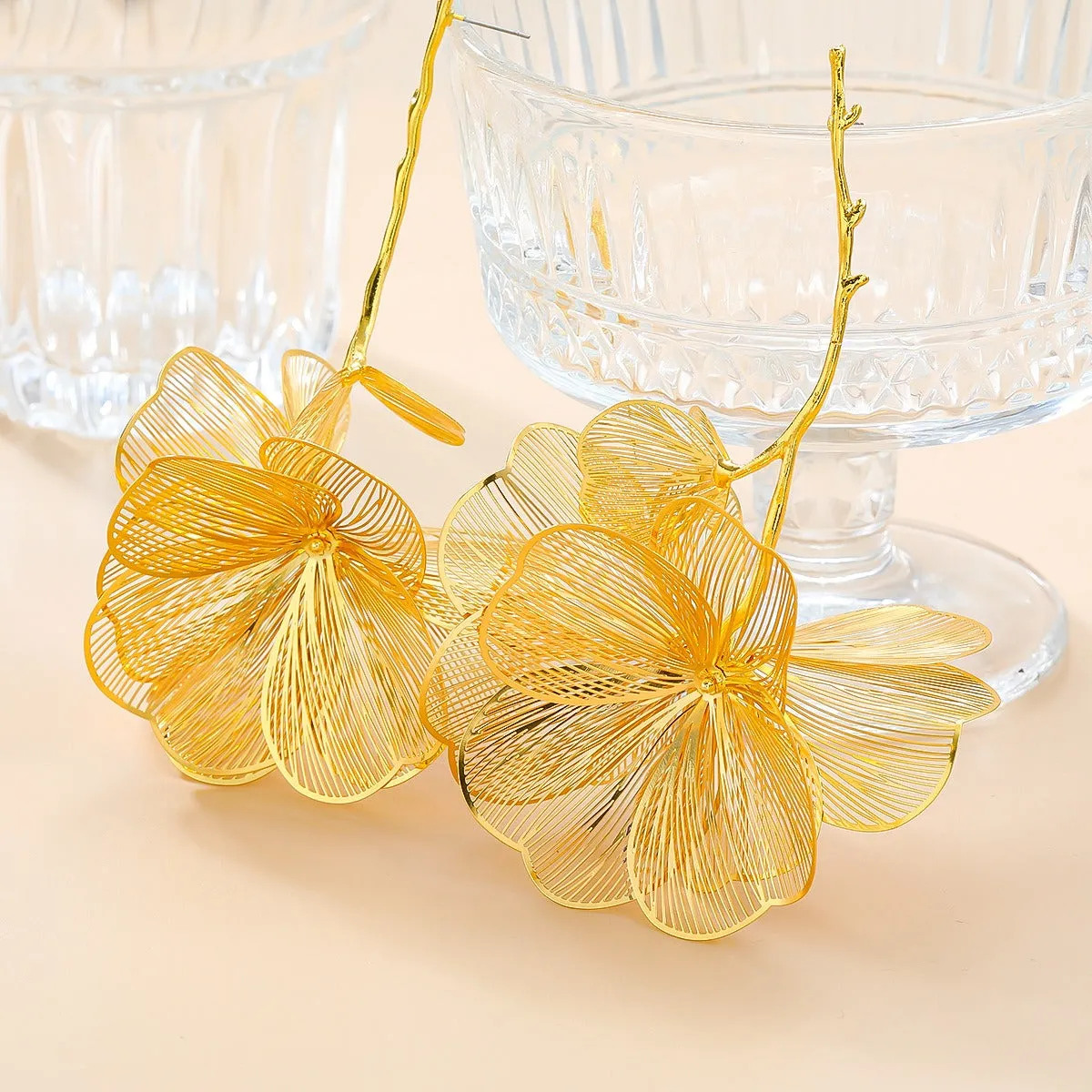 Pre Order:  Exaggerated Metal Flower Earrings