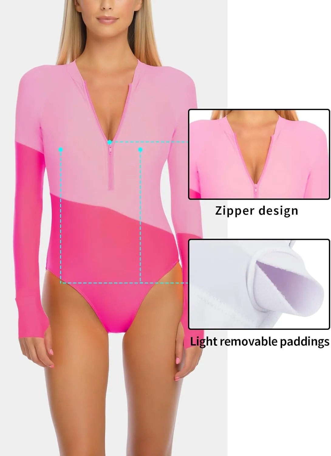 RELLECIGA Women's One Piece Swimsuits Long Sleeve Rash Guard UV Protection Surfing Swimsuit Bathing Suit