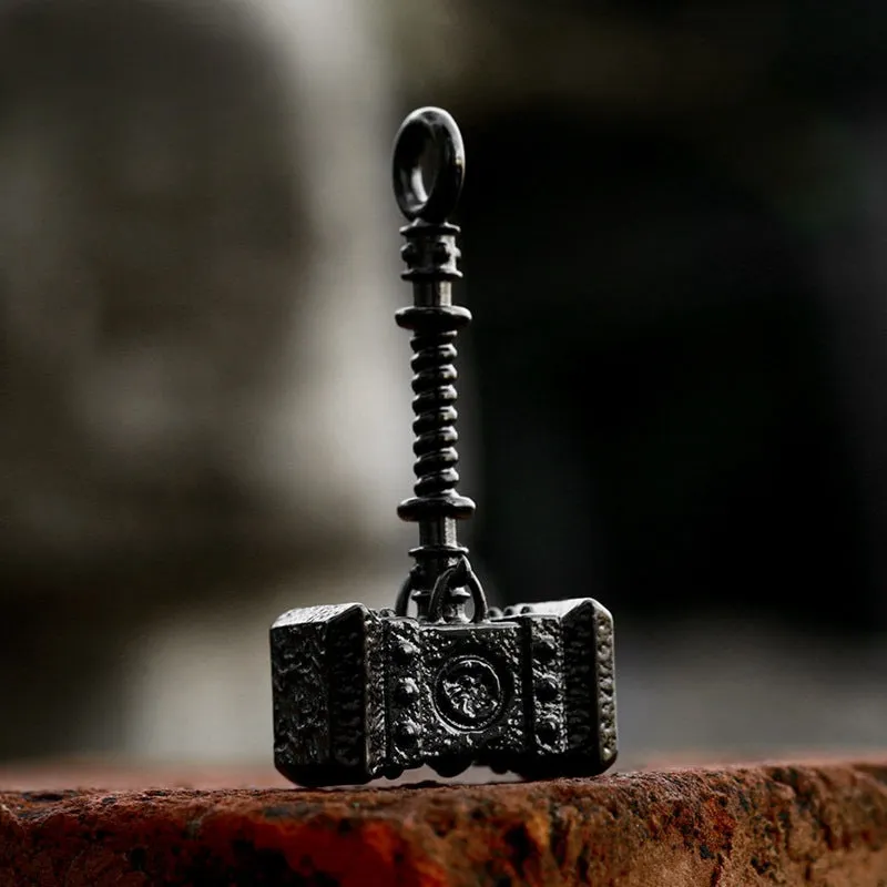 Retro Thor Hammer Pendant for Men - Titanium Steel Electroplated Jewelry Inspired by Film and Television
