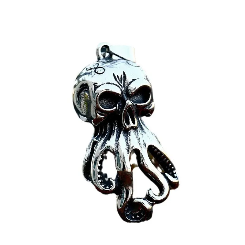 Retro Titanium Steel Skull Pendant for Men - Wholesale Stainless Steel Octopus Squid Jewelry