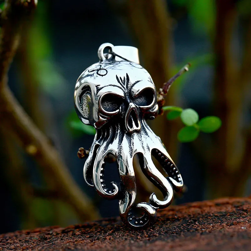 Retro Titanium Steel Skull Pendant for Men - Wholesale Stainless Steel Octopus Squid Jewelry
