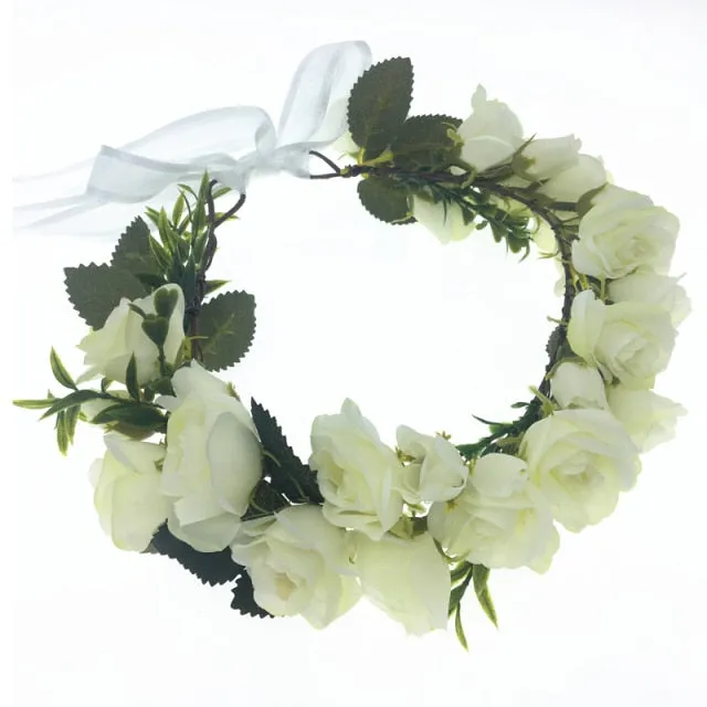 Rose Flower Crown Dark Pink White Or Champagne Flower Power Floral Hair Wreath Boho Festival Headband Great As A Wedding Headpiece For Bridesmaids Or Flower Girls Check Them Out!