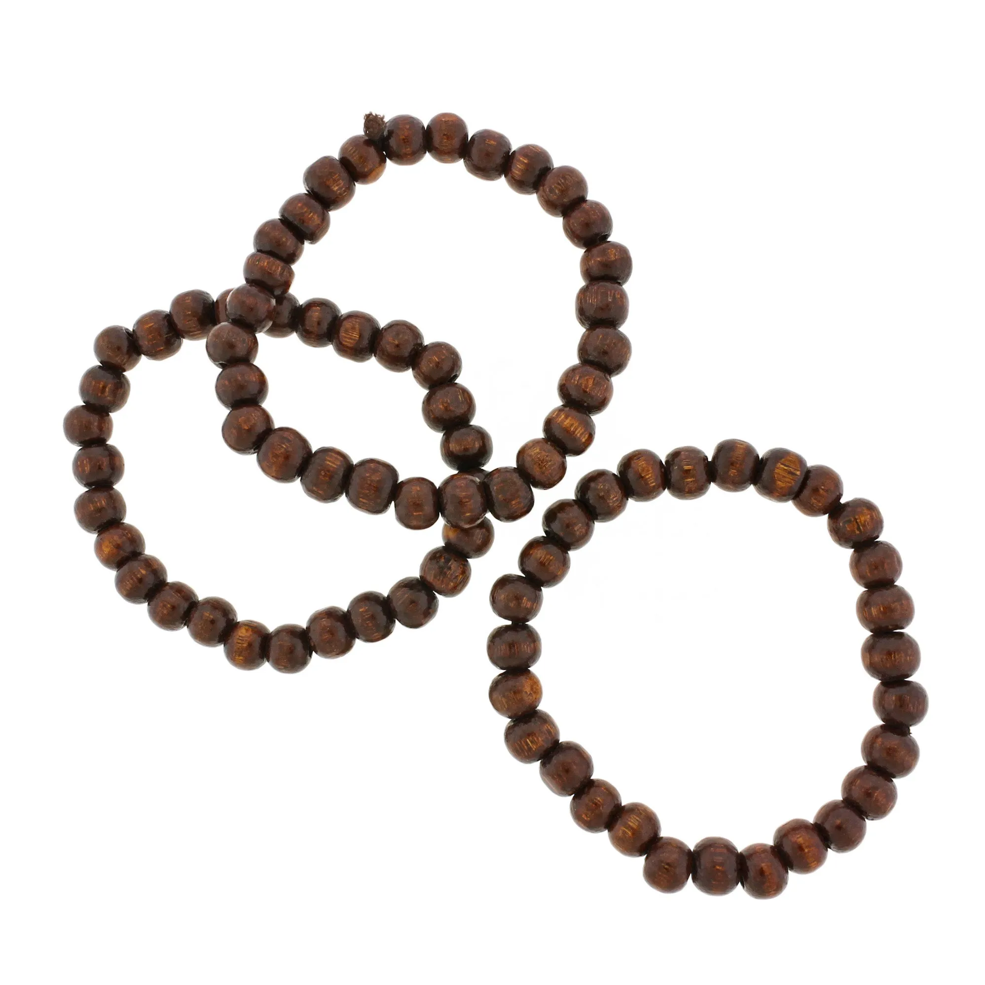Round Wood Bead Bracelet - 50mm - Brown - 1 Bracelet - BB146