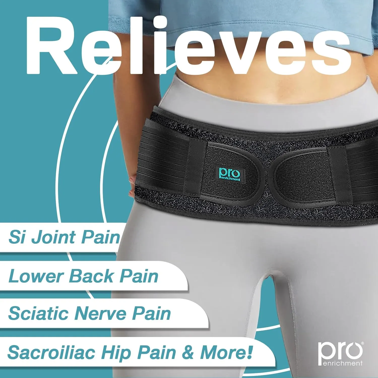 Sacroiliac Patented Hip Belt for Women and Men That Alleviates Sciatica, Pelvic, Lower Back, Leg and Sacral Nerve Pain Caused by SI Joint Dysfunction| Hip Brace (Regular)