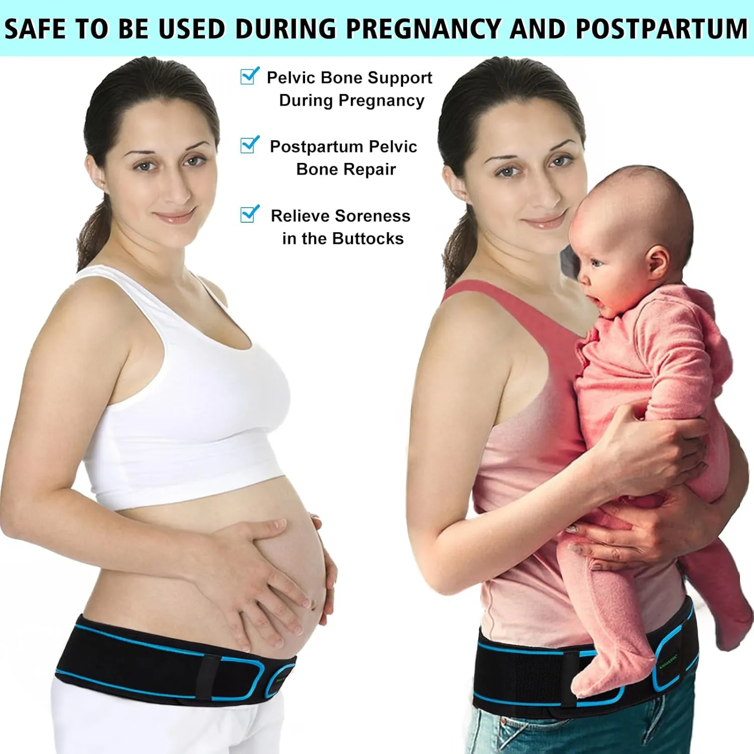 Sacroiliac SI Joint Hip Belt,Lower Back Support Brace for Men and Women,Pregnant Pelvic Trochanter Support Belt,Sciatica Pelvis Lumbar Hip Pain Relief(Black, Large)