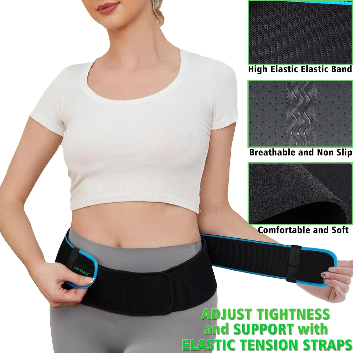 Sacroiliac SI Joint Hip Belt,Lower Back Support Brace for Men and Women,Pregnant Pelvic Trochanter Support Belt,Sciatica Pelvis Lumbar Hip Pain Relief(Black, Large)