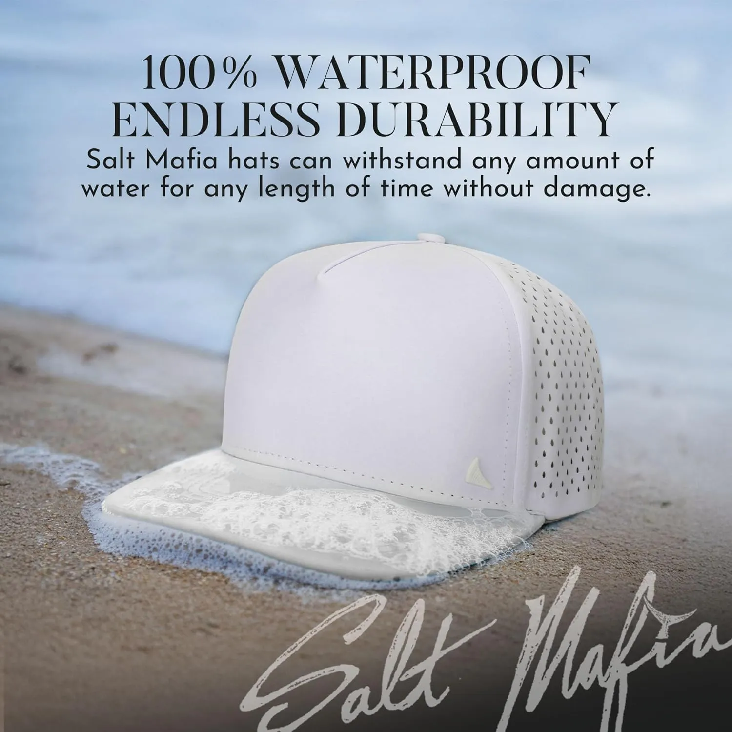 Salt Mafia Flat Brim Waterproof Hats for Men - Performance Snapback Surfer Hat