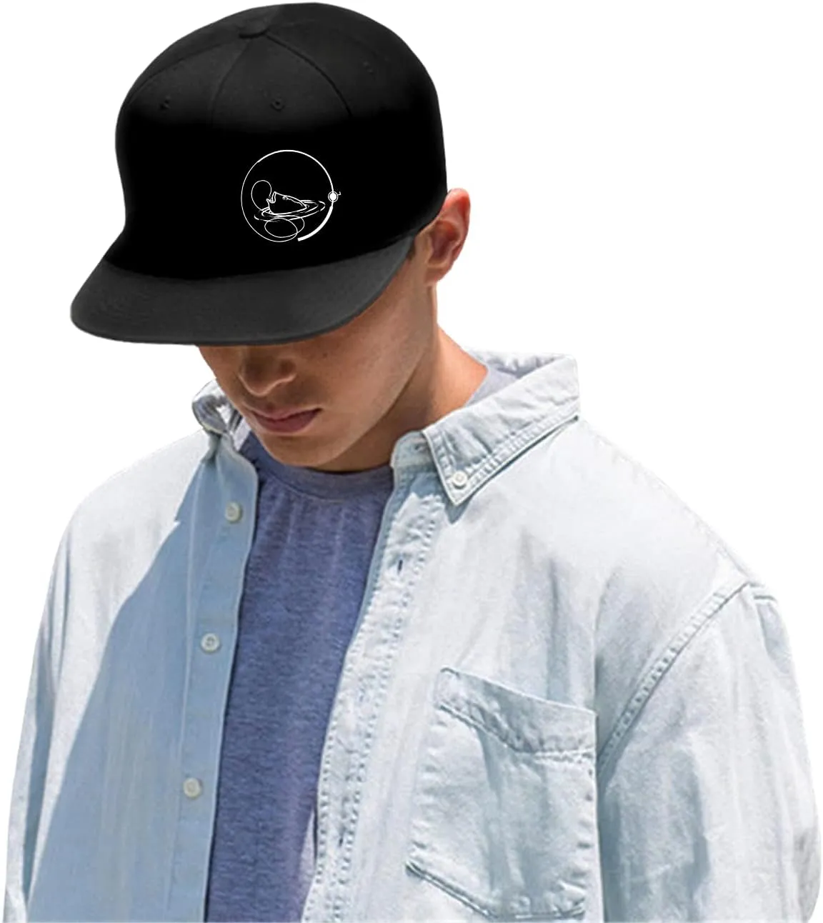 Snap Backpack Hat for Men Skull Hat Snapback Hats Flat Bill Baseball Cap Adjustable Skeleton Hand Black