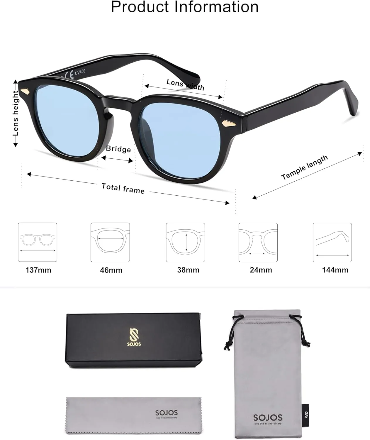 SOJOS Retro Small Round Sunglasses for Men Women Trendy Circle Style UV400 Lenses Unisex Sun Glasses SJ2251