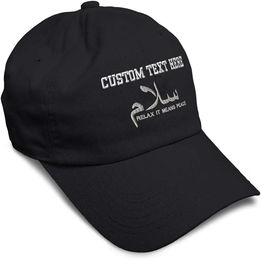 Speedy Pros Soft Baseball Cap Arabic Peace Salam Relax Letters Arab Cotton Embroidered Dad Hats for Men & Women