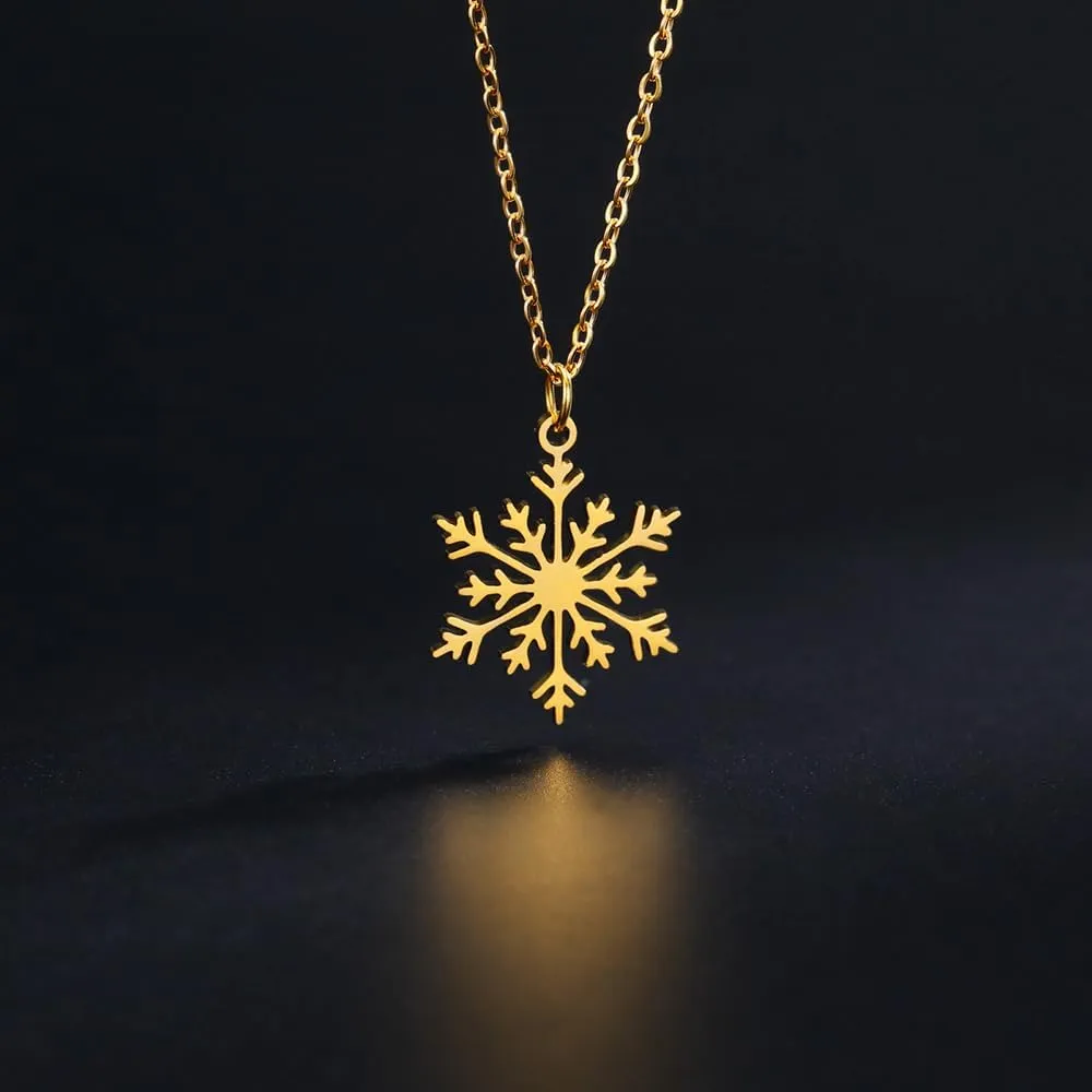 Stainless Steel Christmas Necklace Simple Elk Christmas Tree Snowflake Santa Pendant Necklace for Women Christmas Jewelry Winter Snow Clavicle Chain