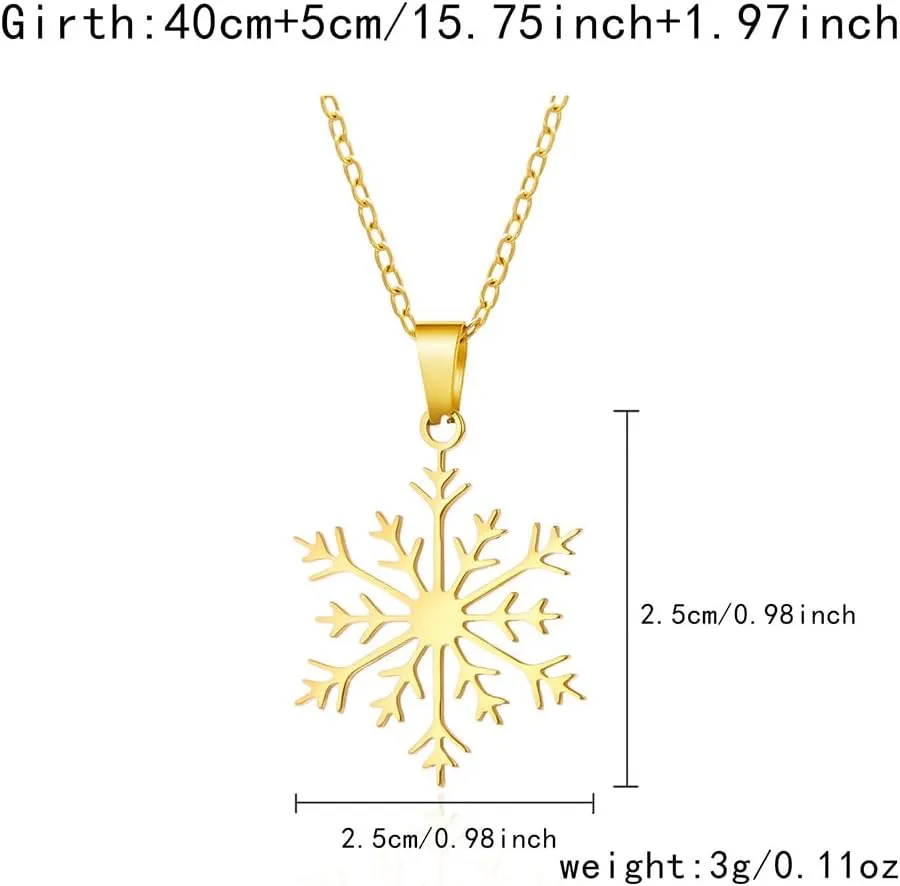 Stainless Steel Christmas Necklace Simple Elk Christmas Tree Snowflake Santa Pendant Necklace for Women Christmas Jewelry Winter Snow Clavicle Chain