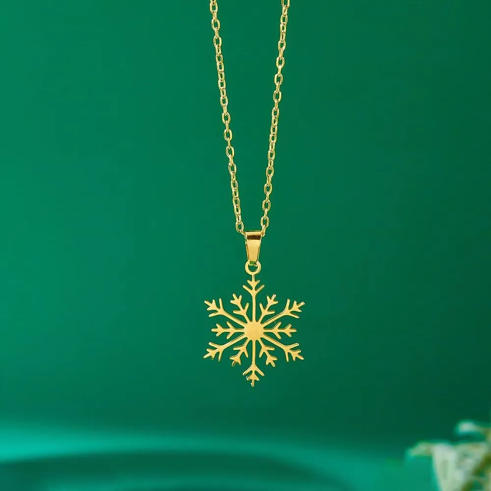 Stainless Steel Christmas Necklace Simple Elk Christmas Tree Snowflake Santa Pendant Necklace for Women Christmas Jewelry Winter Snow Clavicle Chain