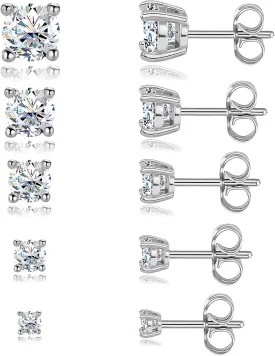 Stud Earrings for Women Earrings Set Hypoallergenic Cubic Zirconia 14K Silver Gold CZ Earrings for Women Cartilage Earrings