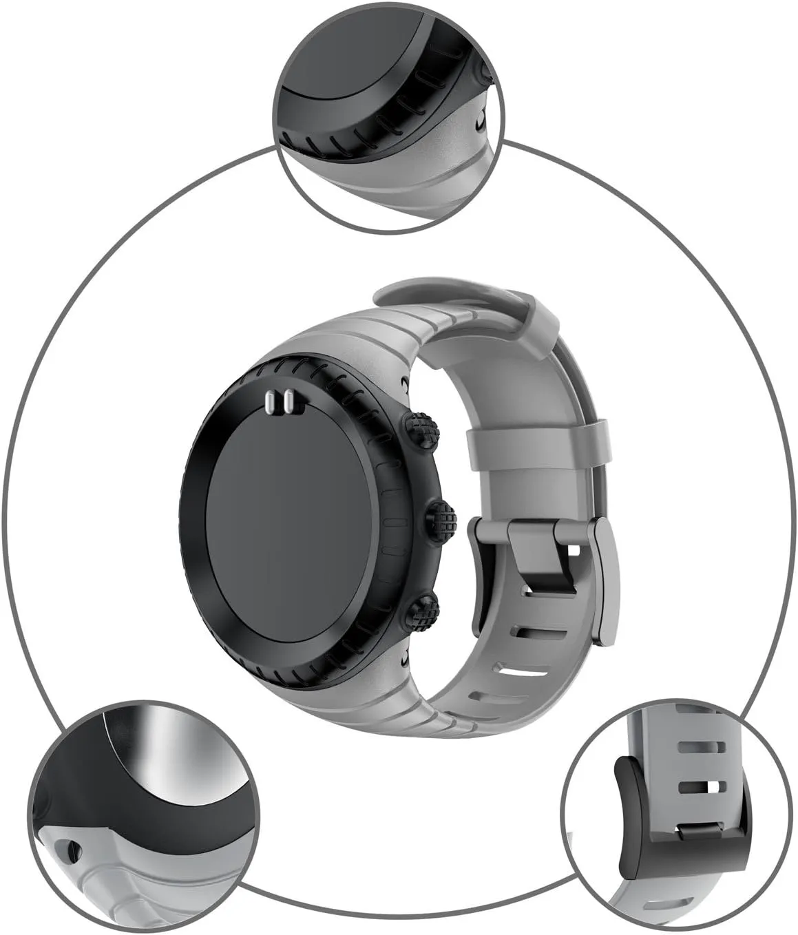 Suunto Core Strap, Rubber Replacement Watch Band for Suunto Core SS014993000.