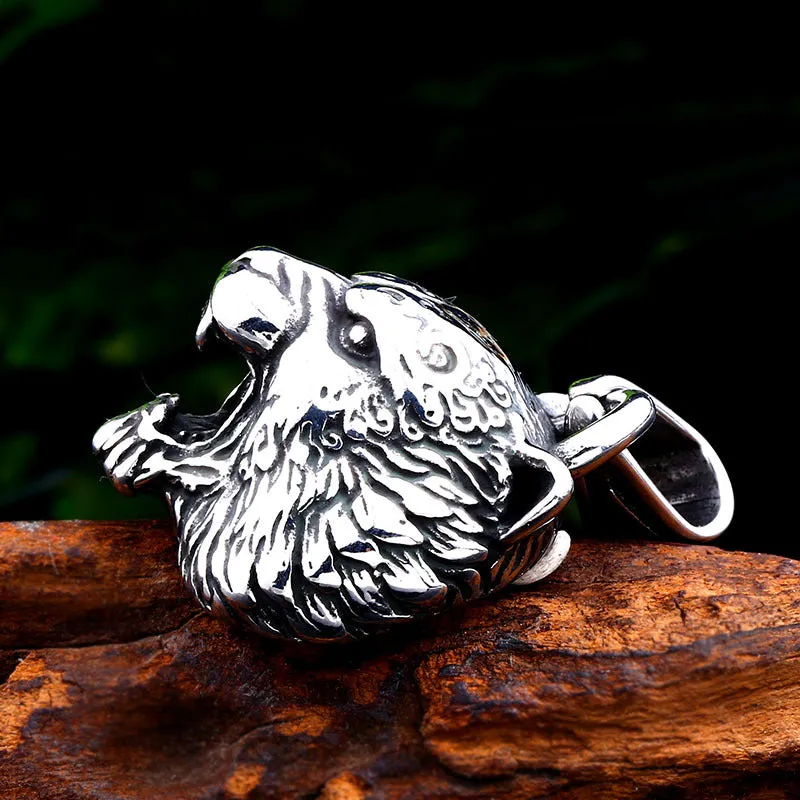 Titanium Steel Tiger Head Pendant for Men - European and American Retro Style Jewelry
