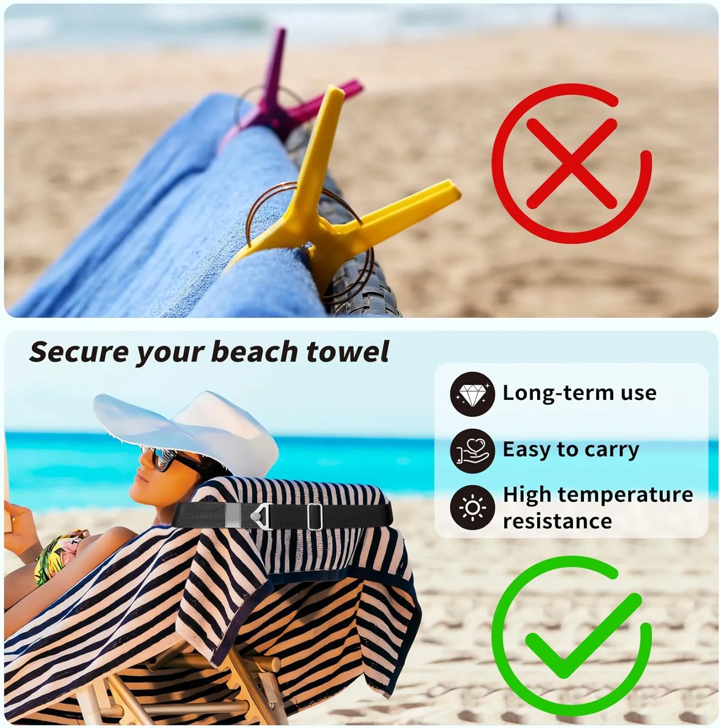 TOOVREN 2-in-1 Travel Belt for Luggage Straps Add a Bag Bungees Luggage Strap Over Handle Suitcases Belt for Carry On Bag Elastic Belt Adjustable Suitcase Strap Airport Travel Accessories Black