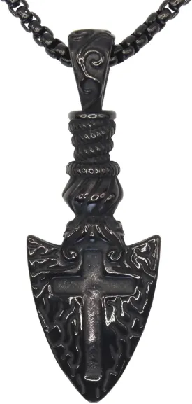 Viking Cross Arrowhead Pendant Stainless Steel Gothic Cross Shield Necklace Viking Norse Arrowhead Shield Pendant for Men