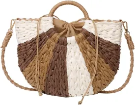 Weaving Crossbody Bag Color Matching Summer Straw Woven Messenger Bag Fashion Simple Casual for Seaside Holiday