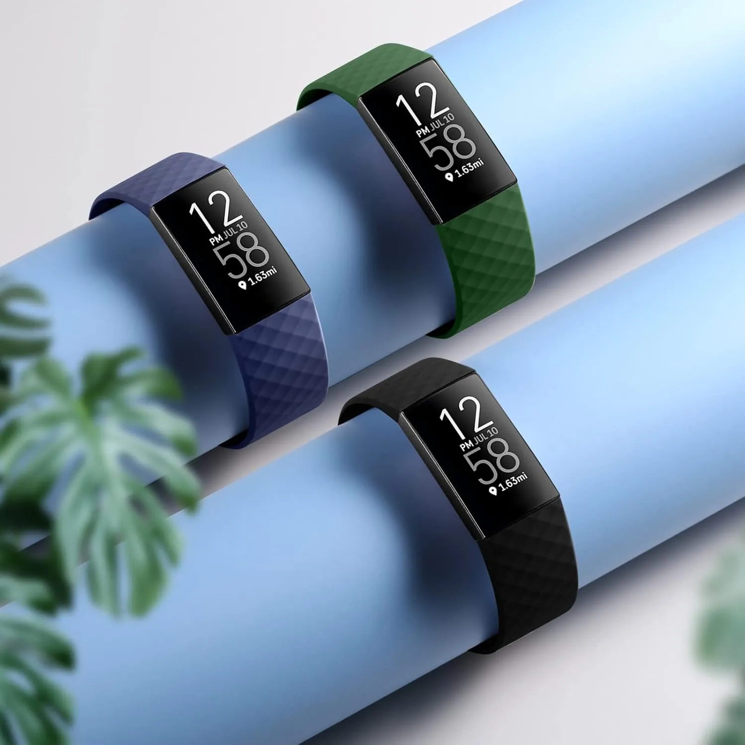 Wepro Band Compatible with Fitbit Charge 4 Bands for Women Men, Compatible with Fitbit Charge 3 Bands,Soft Waterproof Sport Replacement Strap, 3-Packs, Black, Olive Green, Navy Blue, Large