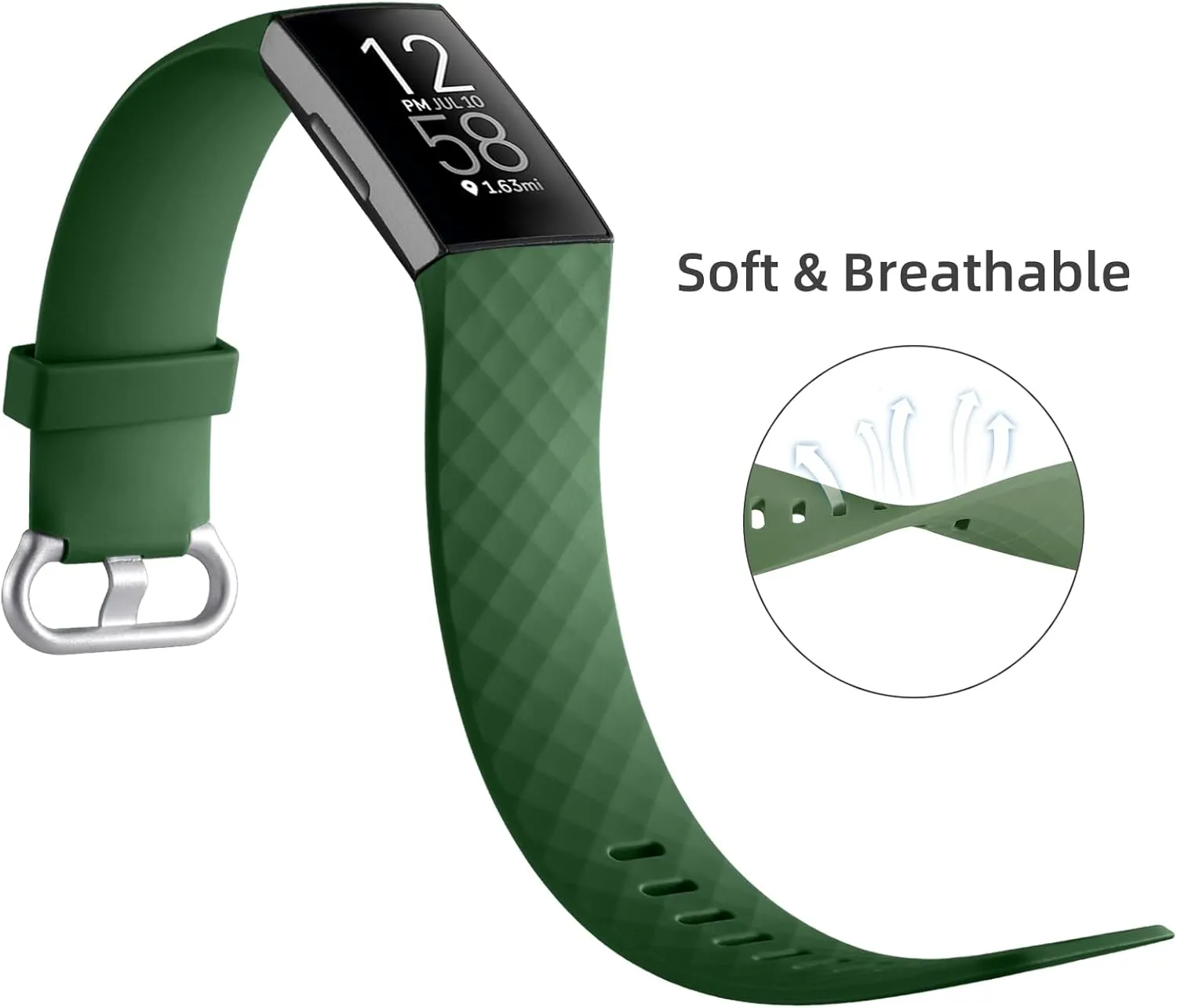 Wepro Band Compatible with Fitbit Charge 4 Bands for Women Men, Compatible with Fitbit Charge 3 Bands,Soft Waterproof Sport Replacement Strap, 3-Packs, Black, Olive Green, Navy Blue, Large