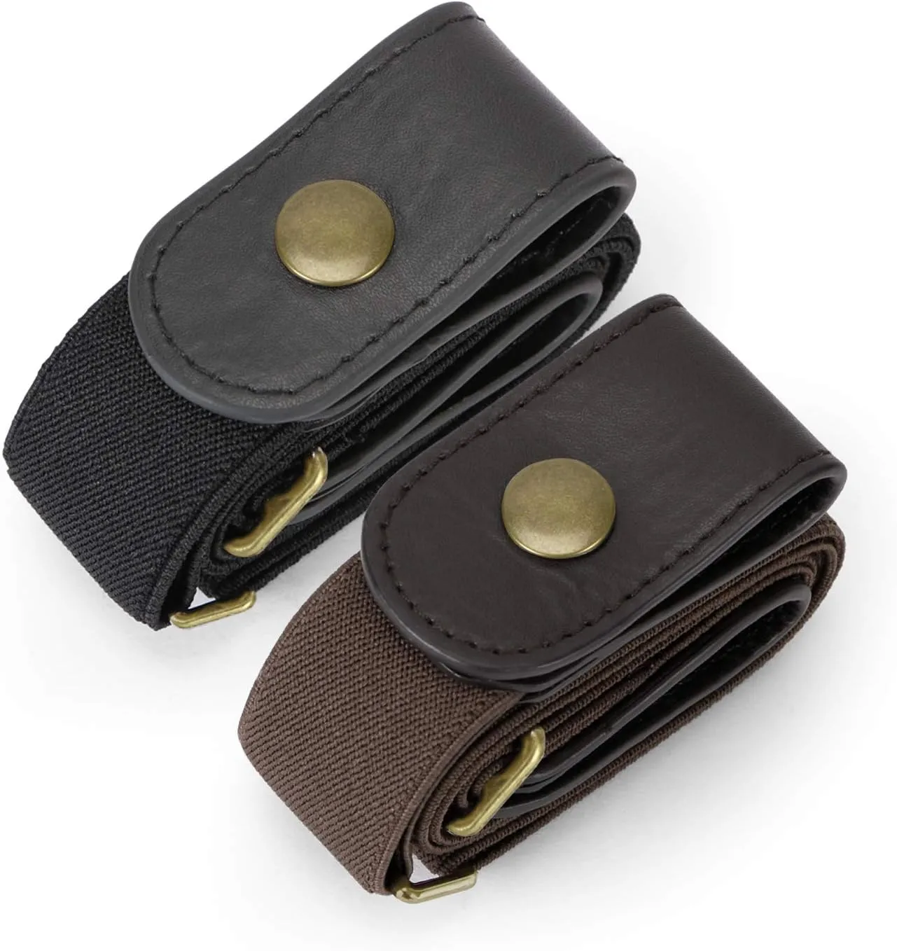WHIPPY 2 Pack Buckle Free Comfortable Elastic Belt for Women or Men, Buckle-less No Bulge No Hassle Invisible Belts