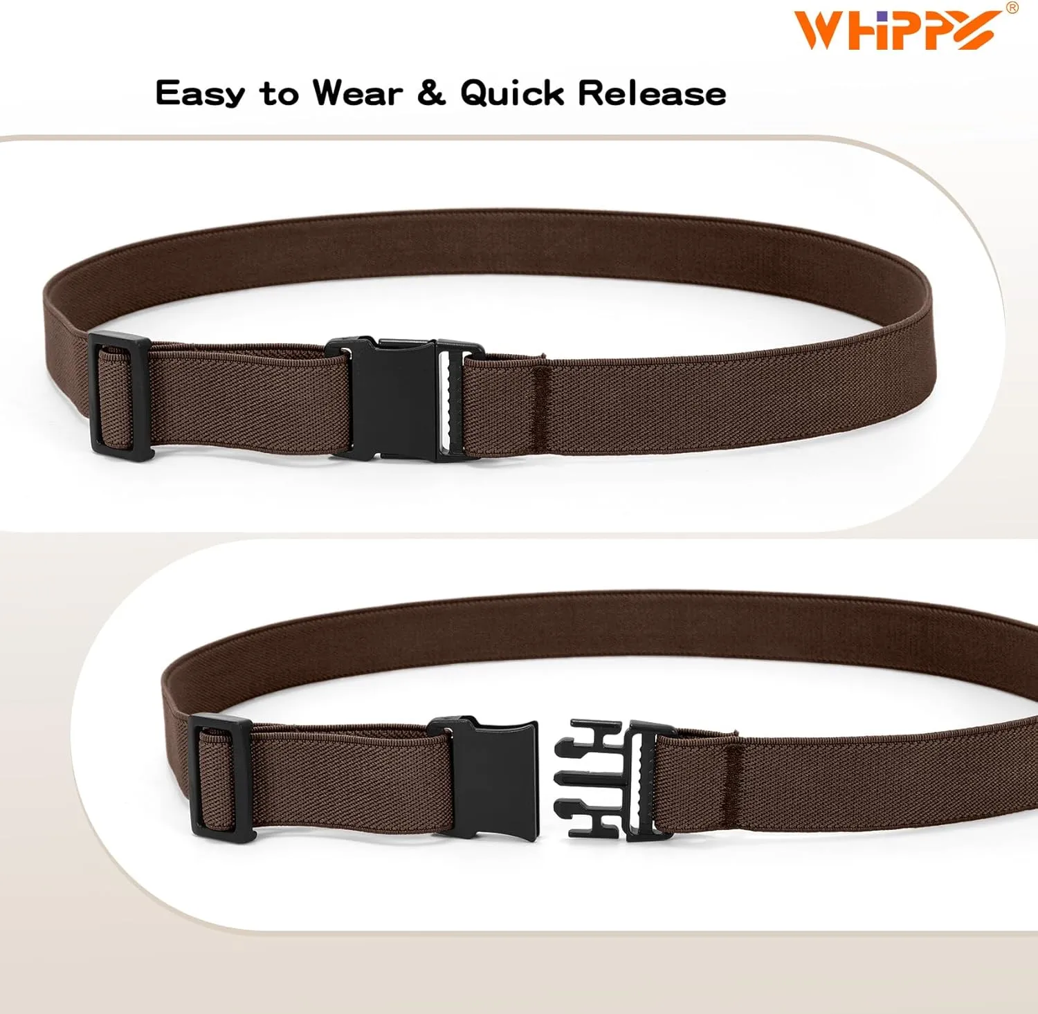 WHIPPY Elastic Kids Belt for Boys Girls - Stretch Invisible Belt with Adjustable Clip Buckle Latch Belts for School Sports