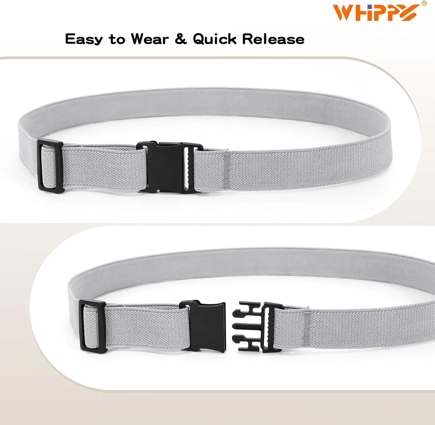 WHIPPY Elastic Kids Belt for Boys Girls - Stretch Invisible Belt with Adjustable Clip Buckle Latch Belts for School Sports