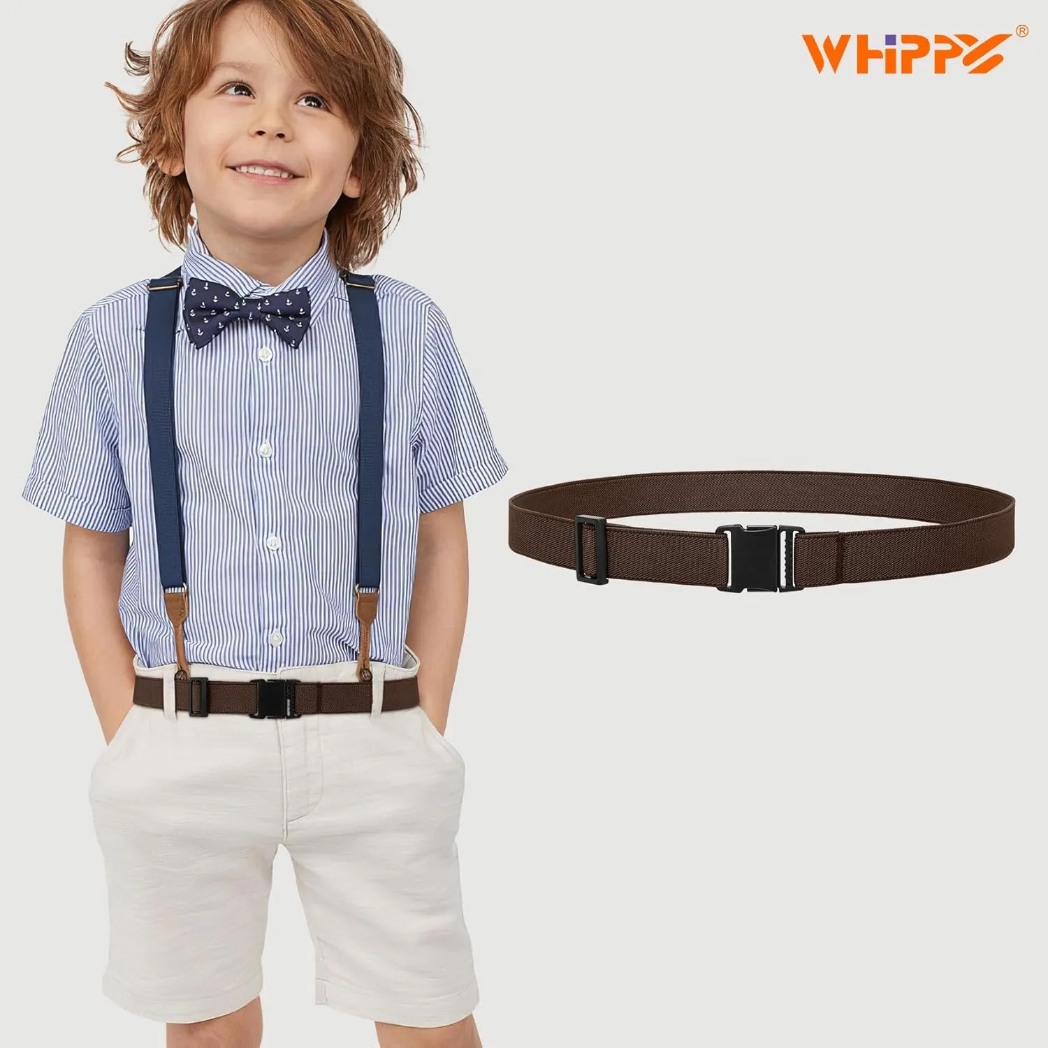 WHIPPY Elastic Kids Belt for Boys Girls - Stretch Invisible Belt with Adjustable Clip Buckle Latch Belts for School Sports
