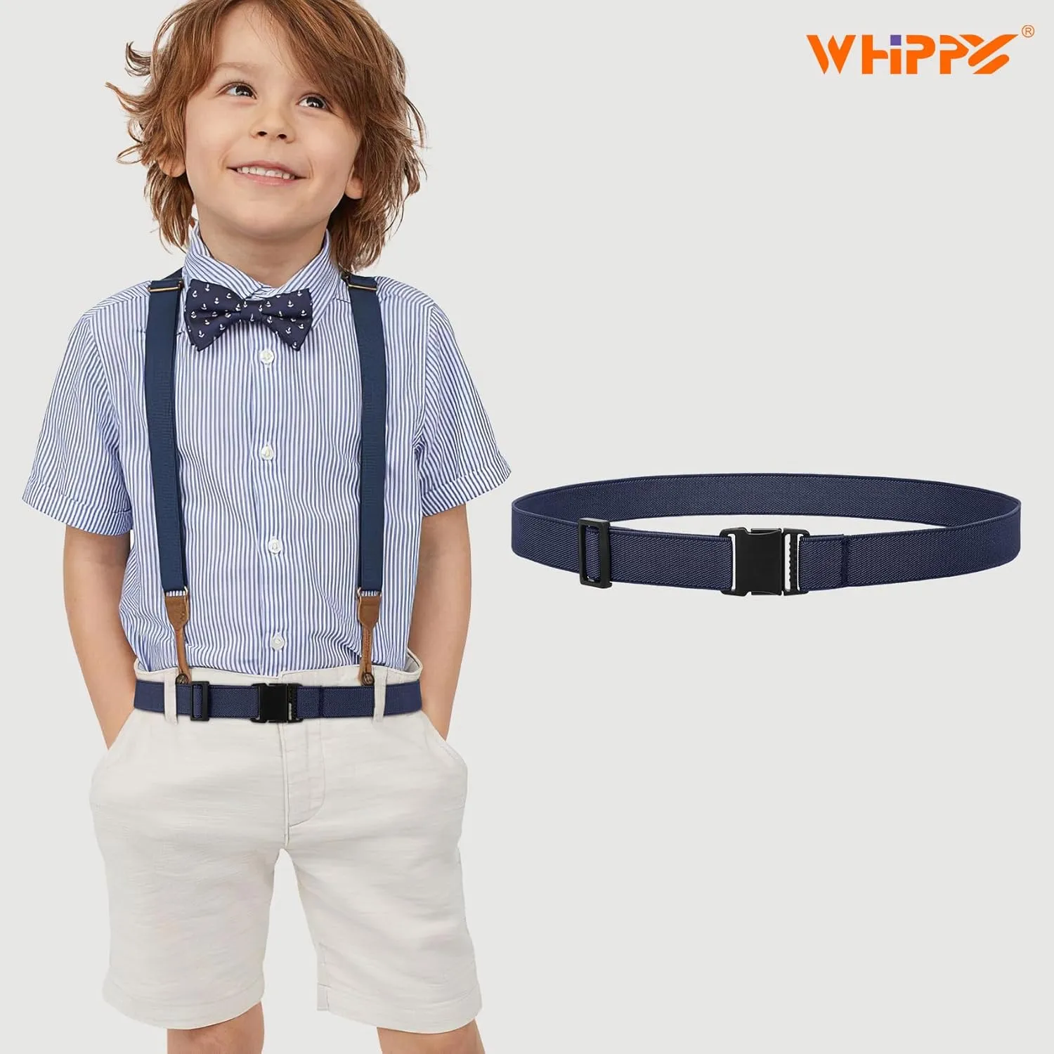 WHIPPY Elastic Kids Belt for Boys Girls - Stretch Invisible Belt with Adjustable Clip Buckle Latch Belts for School Sports