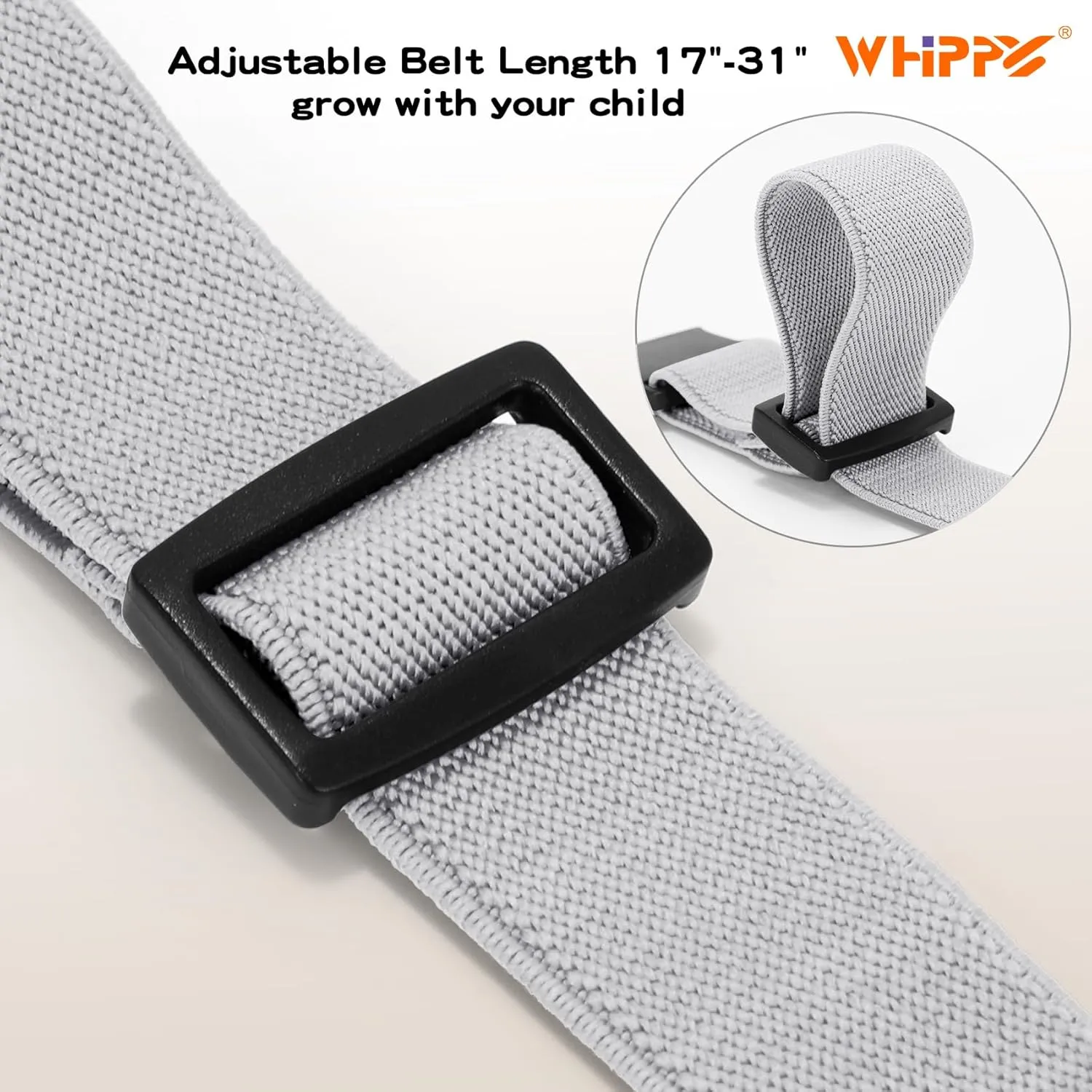 WHIPPY Elastic Kids Belt for Boys Girls - Stretch Invisible Belt with Adjustable Clip Buckle Latch Belts for School Sports